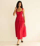 CLOVER DRESS -- DEEP TOMATO