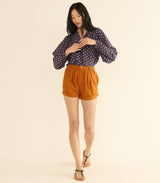 JULIENNE TOP -- NAVY CADIZ FOULARD