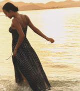 SAFIA DRESS -- NAVY CADIZ FOULARD