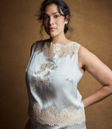 VIVIANE TOP -- SALT AND PEACH LACE
